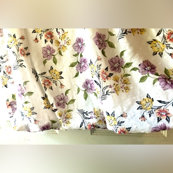 Blousology Purple Yellow Coral White Chenille Dot Ruffle Bubble Blouse 2X NWT - Picture 3 of 7